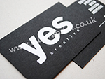 white foil printing on black business cards