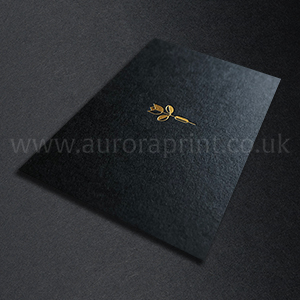Metallic gold foil printed black business cards