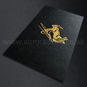 Satin gold foil printed on extra thick black business cards